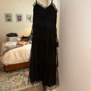 Lulus Sweetheart Style Black Polka Dot Bustier Midi Dress